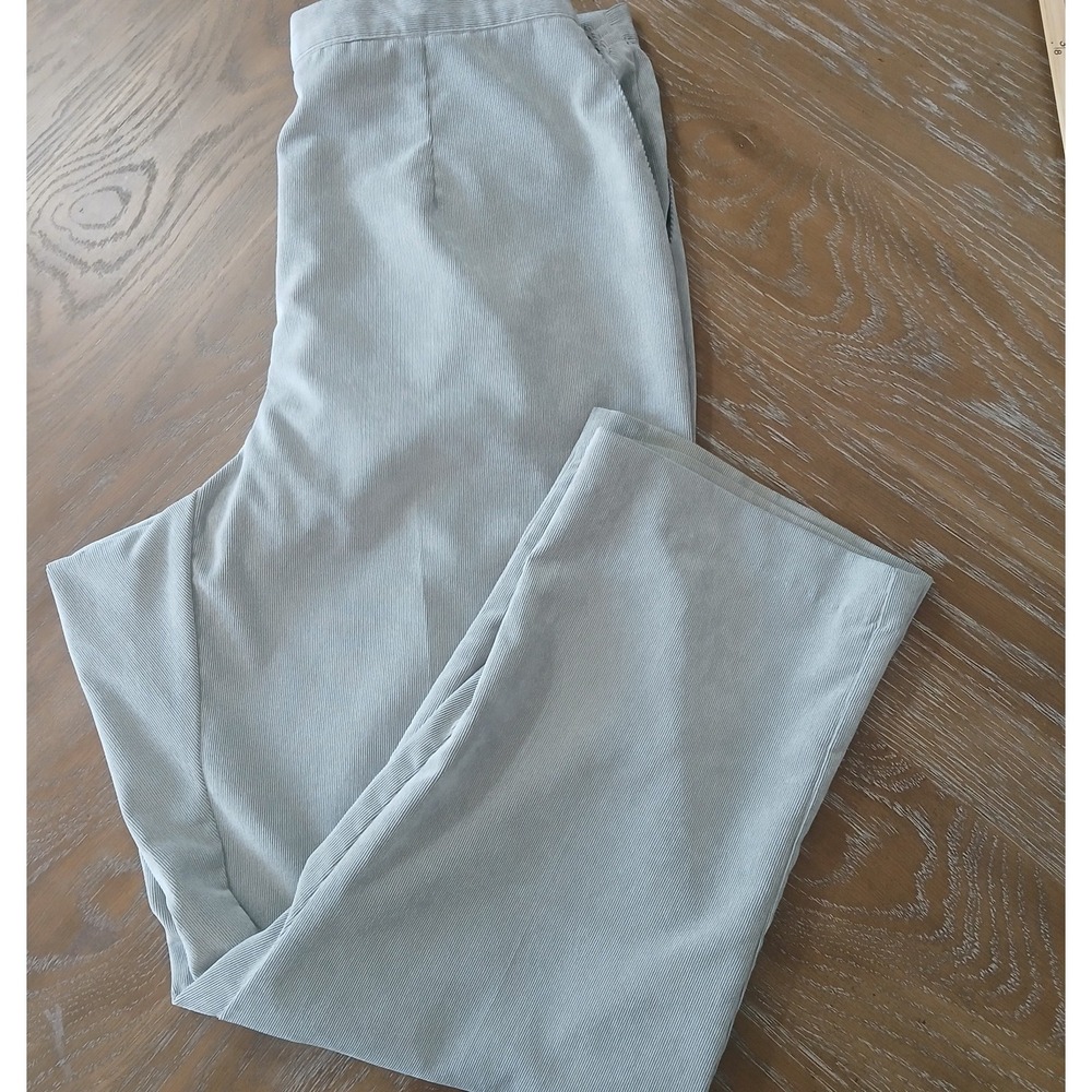 Alfred Dunner Lady Pants Gray Corduroy Sz 18W Pockets Back Elastic Preppy